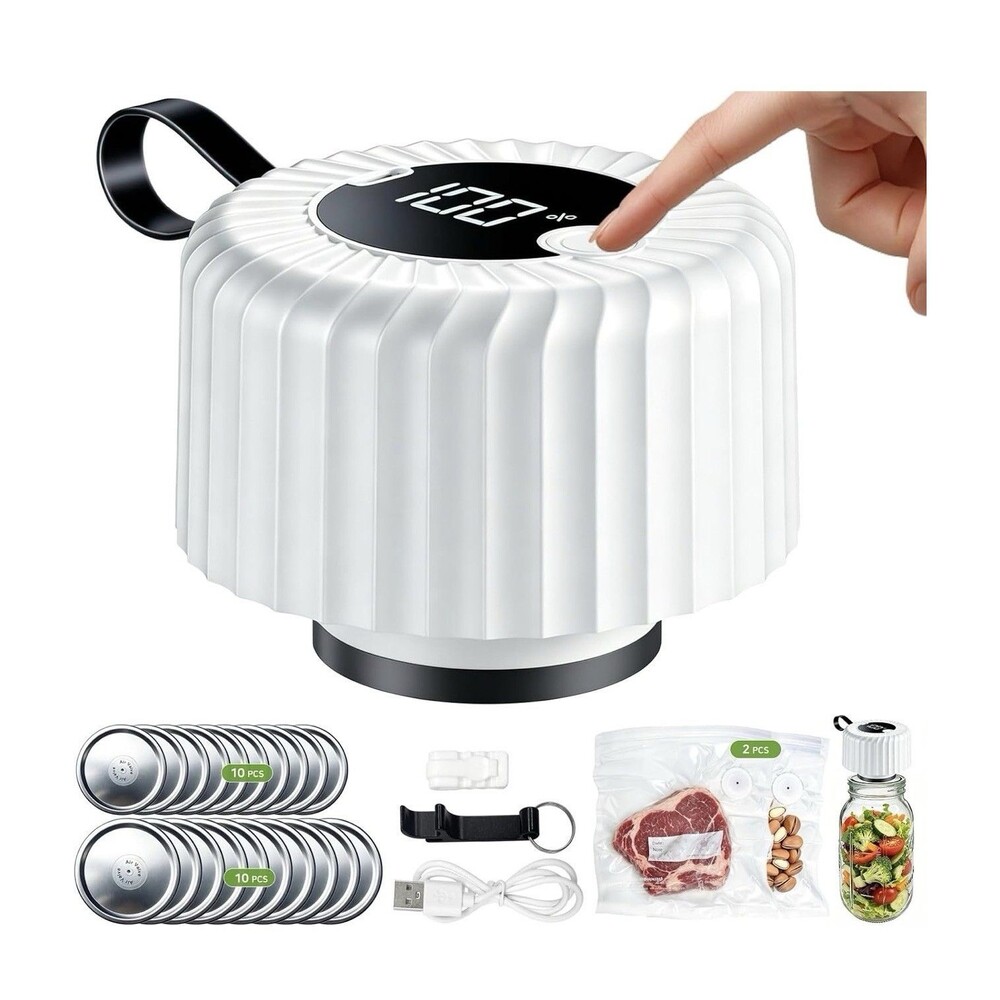 Electric Mason Jar Vacuum Sealer Kit - Portable One-Touch Automatic Preserves